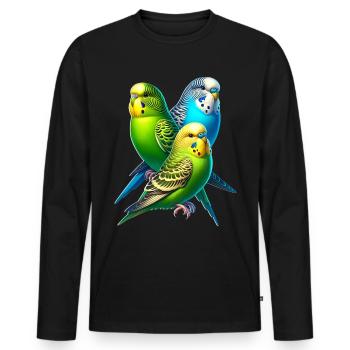 Dicton de perruche - T-shirt manches longues Premium bio Homme - noir - Devant - Nico (187cm)