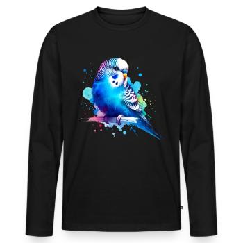 Perruche ondulée - T-shirt manches longues Premium bio Homme - noir - Devant - Nico (187cm)