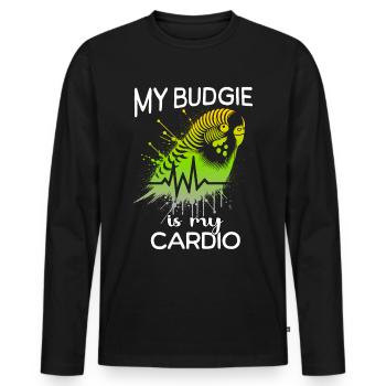 Budgie ECG Budgie Heartline - Men's Premium Organic Long Sleeve Shirt - black - Front - Nico (187cm)