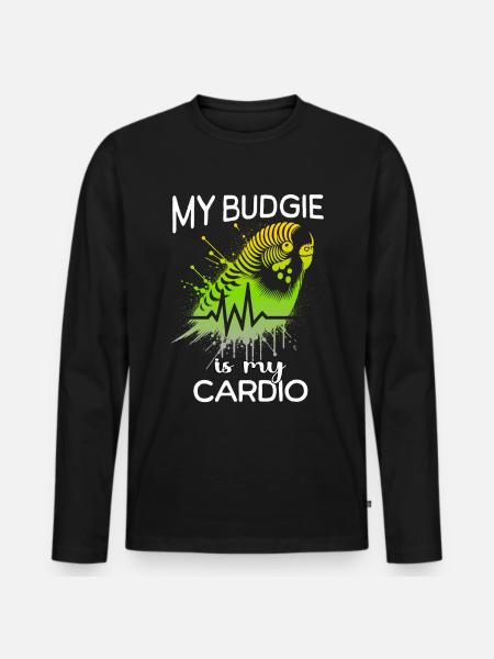 Budgie ECG Budgie Heartline - Men's Premium Organic Long Sleeve Shirt - black