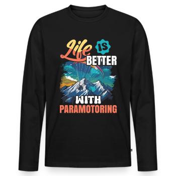 Paramotoring paramotoring - Men's Premium Organic Long Sleeve Shirt - black - Front - Nico (187cm)