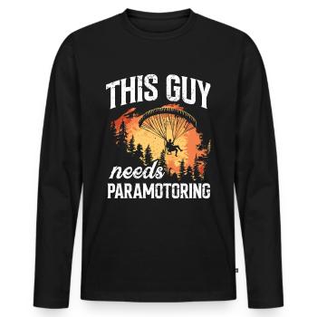 Paramotoring paramotoring - Men's Premium Organic Long Sleeve Shirt - black - Front - Nico (187cm)