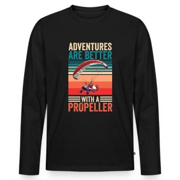 Paramotoring paramotoring - Men's Premium Organic Long Sleeve Shirt - black - Front - Nico (187cm)