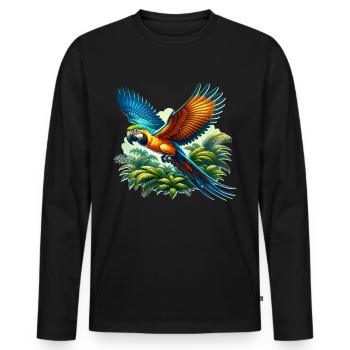 Parrot - Men's Premium Organic Long Sleeve Shirt - black - Front - Nico (187cm)
