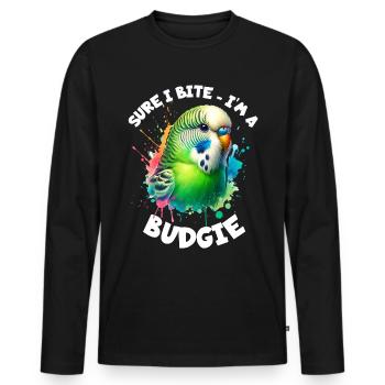 Wellensittich Spruch - Männer Premium Bio Langarmshirt - Schwarz - Vorne - Nico (187cm)