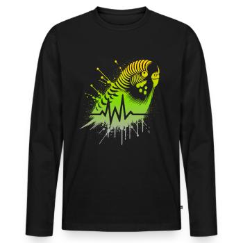 Budgie Cardio - Men's Premium Organic Long Sleeve Shirt - black - Front - Nico (187cm)