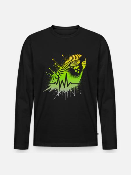 Budgie Cardio - Men's Premium Organic Long Sleeve Shirt - black