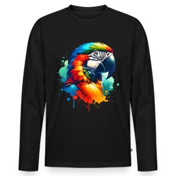 Papageie Sprüche - Männer Premium Bio Langarmshirt - Schwarz - Vorne - Nico (187cm)