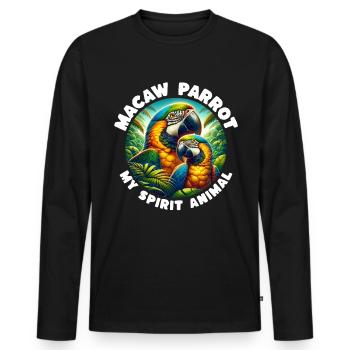 Funny Parrot Sayings - Men's Premium Organic Long Sleeve Shirt - black - Front - Nico (187cm)
