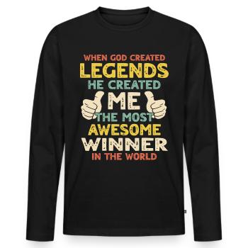 Gagnant - T-shirt manches longues Premium bio Homme - noir - Devant - Nico (187cm)