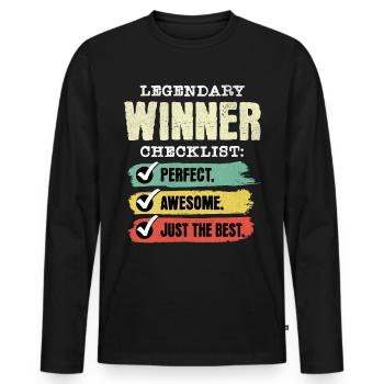 Gagnant Gewinner - T-shirt manches longues Premium bio Homme - noir - Devant - Nico (187cm)