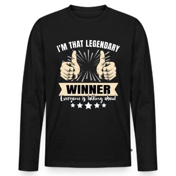 Legendärer Gewinner - Männer Premium Bio Langarmshirt - Schwarz - Vorne - Nico (187cm)