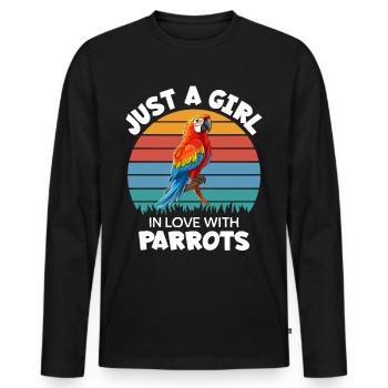 Mädchen Liebt Papageie - Männer Premium Bio Langarmshirt - Schwarz - Vorne - Nico (187cm)