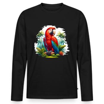 Parrot - Men's Premium Organic Long Sleeve Shirt - black - Front - Nico (187cm)