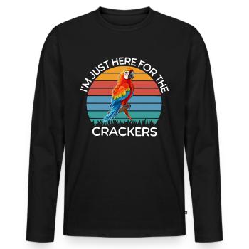Funny Parrot Sayings - Men's Premium Organic Long Sleeve Shirt - black - Front - Nico (187cm)
