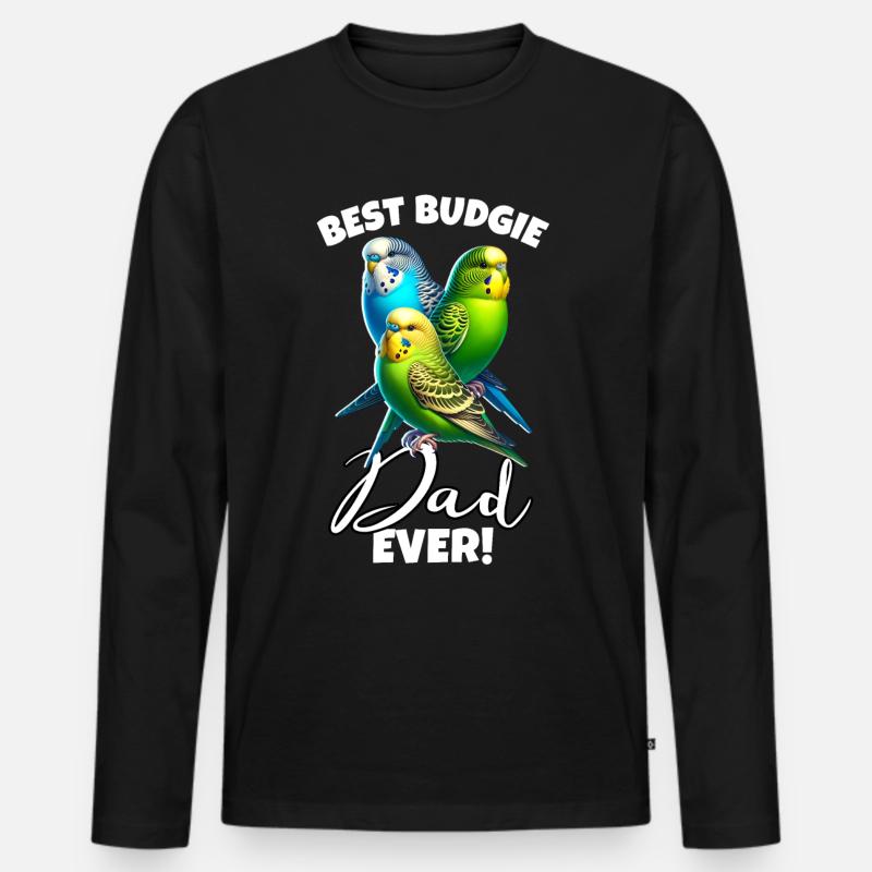 Bester Budgerigar Budgie Papa - Männer Premium Bio Langarmshirt - Schwarz