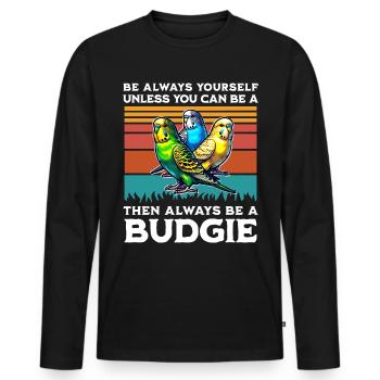 Wellensittich Spruch - Männer Premium Bio Langarmshirt - Schwarz - Vorne - Nico (187cm)