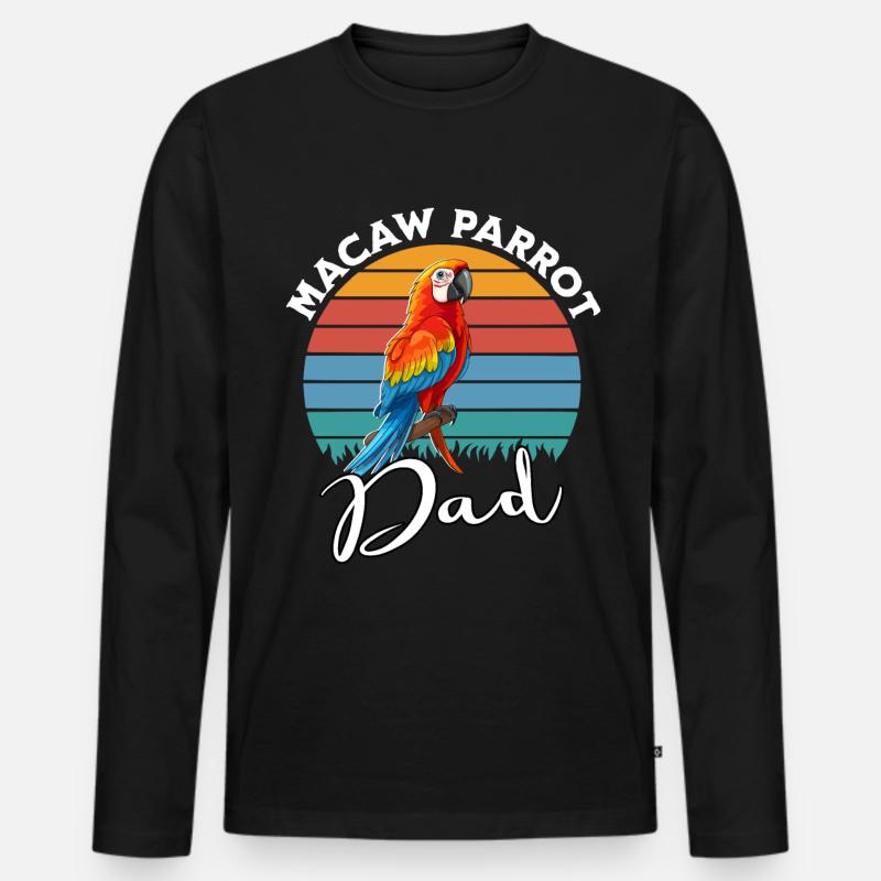 Macaw Parrot Dad - Männer Premium Bio Langarmshirt - Schwarz