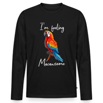 Funny Parrot Sayings - Men's Premium Organic Long Sleeve Shirt - black - Front - Nico (187cm)