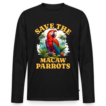 Save Parrot - Men's Premium Organic Long Sleeve Shirt - black - Front - Nico (187cm)
