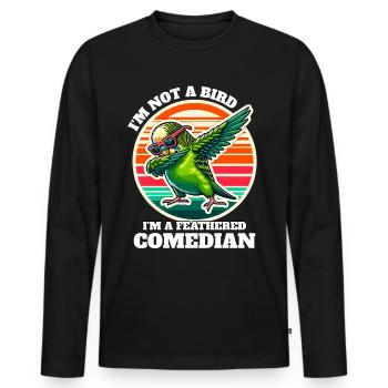 Lustige Wellensittich Sprüche - Männer Premium Bio Langarmshirt - Schwarz - Vorne - Nico (187cm)