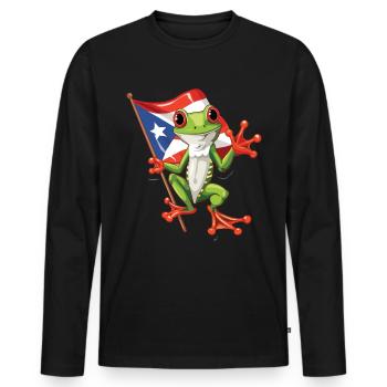 Coqui Frog Symbol Taino Boricua Puerto - Men's Premium Organic Long Sleeve Shirt - black - Front - Nico (187cm)