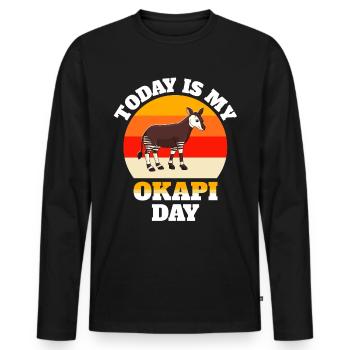Girafe forestière Okapi - T-shirt manches longues Premium bio Homme - noir - Devant - Nico (187cm)