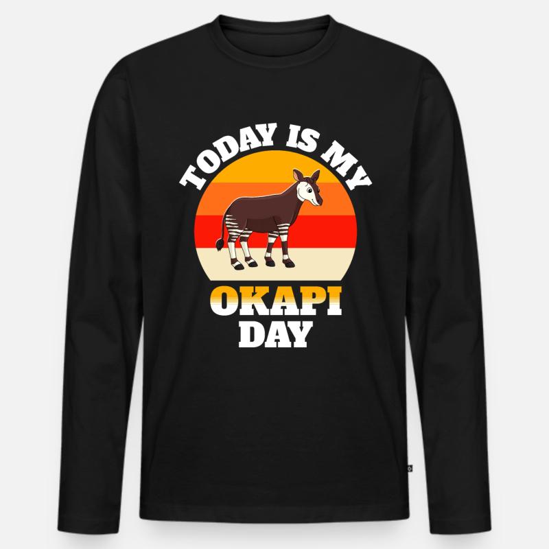 Waldgiraffe Okapi - Männer Premium Bio Langarmshirt - Schwarz