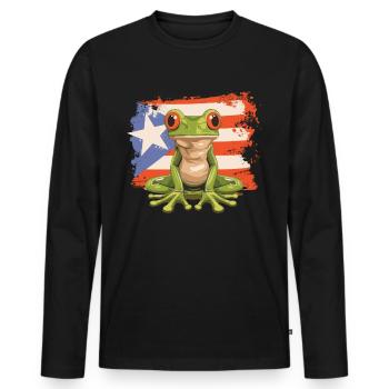Grenouille Coqui Symbole Taino Boricua Puerto - T-shirt manches longues Premium bio Homme - noir - Devant - Nico (187cm)