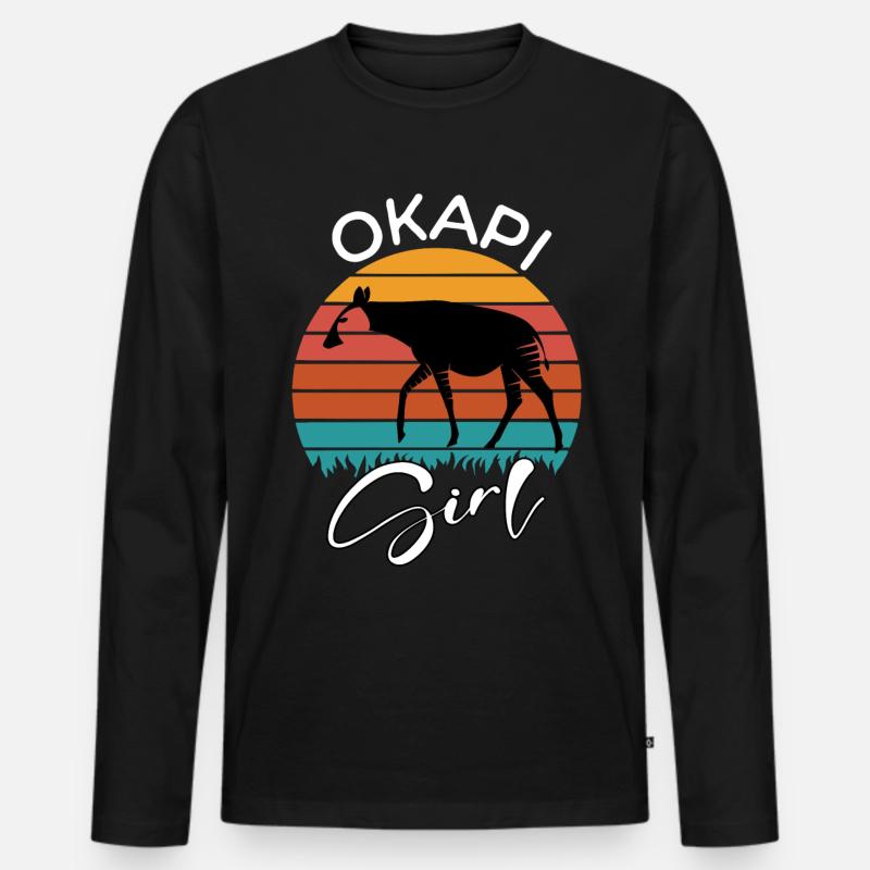 Okapi Girl - Männer Premium Bio Langarmshirt - Schwarz