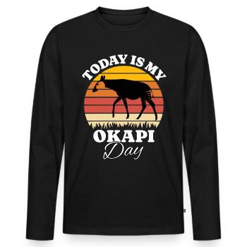 Girafe forestière Okapi - T-shirt manches longues Premium bio Homme - noir - Devant - Nico (187cm)