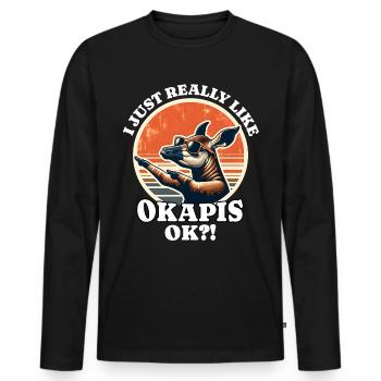 I love okapis - Men's Premium Organic Long Sleeve Shirt - black - Front - Nico (187cm)