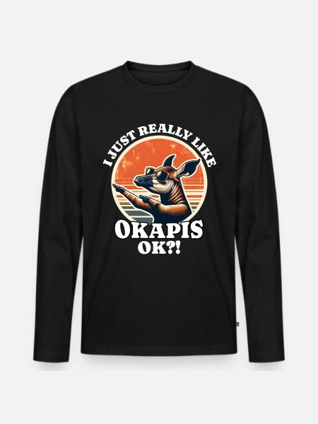 I love okapis - Men's Premium Organic Long Sleeve Shirt - black