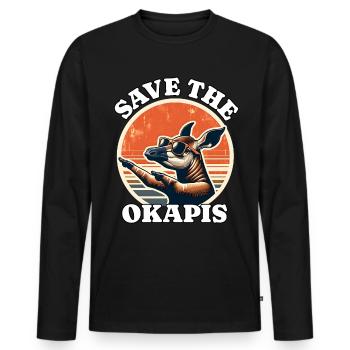 Save Okapi - Men's Premium Organic Long Sleeve Shirt - black - Front - Nico (187cm)