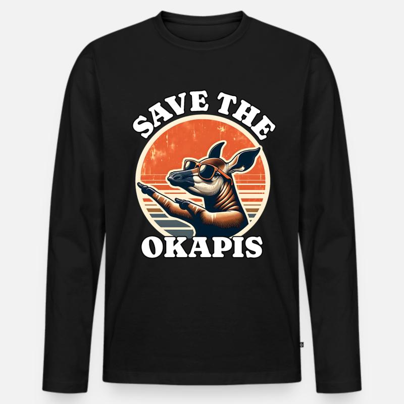 Save Okapi - Männer Premium Bio Langarmshirt - Schwarz