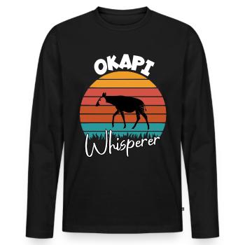 Okapi Whisperer - Men's Premium Organic Long Sleeve Shirt - black - Front - Nico (187cm)