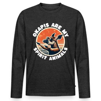 Okapi - Männer Premium Bio Langarmshirt - Anthrazit meliert - Vorne - Nico (187cm)