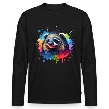 Marderbär - Männer Premium Bio Langarmshirt - Schwarz - Vorne - Nico (187cm)