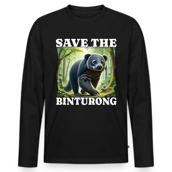 Sauver Binturong - T-shirt manches longues Premium bio Homme - noir - Devant - Nico (187cm)