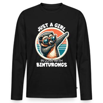 Une fille aime un ours raton laveur - T-shirt manches longues Premium bio Homme - noir - Devant - Nico (187cm)