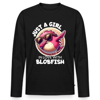 Une fille aime le blobfish - T-shirt manches longues Premium bio Homme - noir - Devant - Nico (187cm)