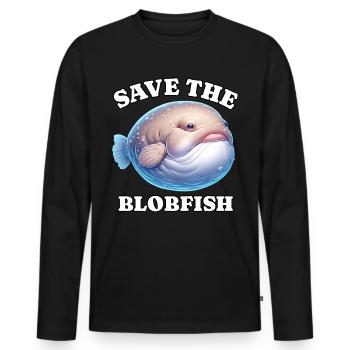 Save Blobfish - Men's Premium Organic Long Sleeve Shirt - black - Front - Nico (187cm)