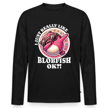 I Love Blobfish Saying - Men's Premium Organic Long Sleeve Shirt - black - Front - Nico (187cm)