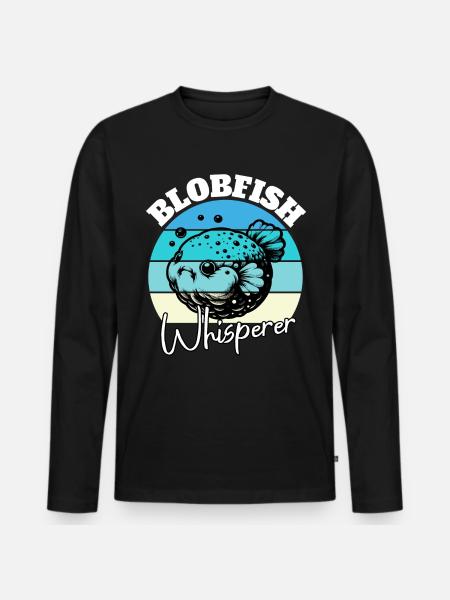 Blobfisch Flüsterer - Männer Premium Bio Langarmshirt - Schwarz