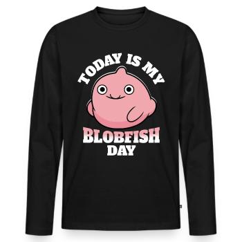 Blobfisch Blobfish - Men's Premium Organic Long Sleeve Shirt - black - Front - Nico (187cm)