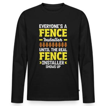 Funny Fence Builder Fence Installer - Men's Premium Organic Long Sleeve Shirt - black - Front - Nico (187cm)