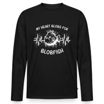 ECG Blobfish Heart Line - T-shirt manches longues Premium bio Homme - noir - Devant - Nico (187cm)