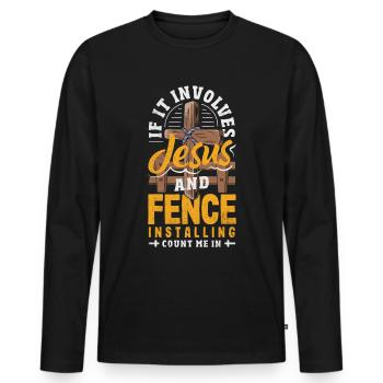 Funny Fence Builder Fence Installer - Men's Premium Organic Long Sleeve Shirt - black - Front - Nico (187cm)