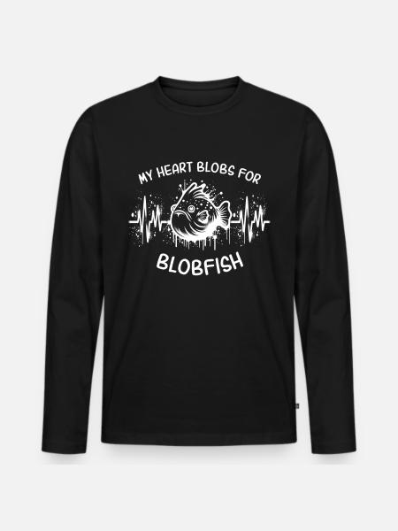 ECG Blobfish Heart Line - Men's Premium Organic Long Sleeve Shirt - black