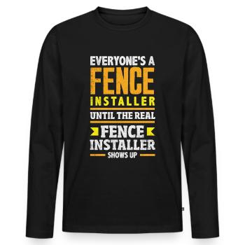 Funny Fence Builder Fence Installer - Men's Premium Organic Long Sleeve Shirt - black - Front - Nico (187cm)